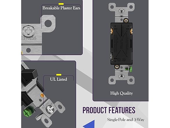 ENERLITES Black Toggle Light Switch
