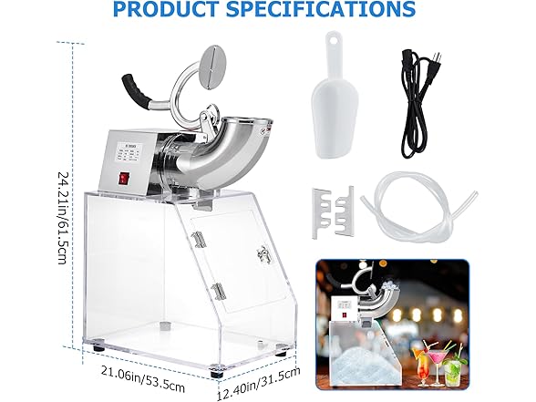 Aprafie Commercial Ice Crusher Shaver Snow Cone Maker
