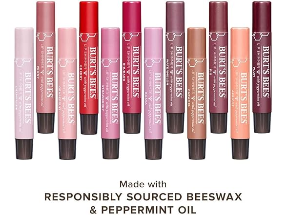 Burt's Bees, Lip Shimmer Peony, 0.09 Ounce