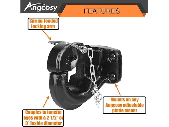 ANGCOSY 30-Ton Pintle Hook Trailer Hitches lbs