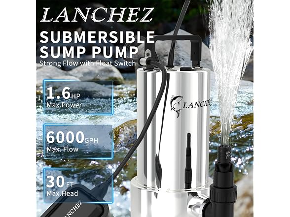 LANCHEZ 1.6HP 6000GPH Sump Pump