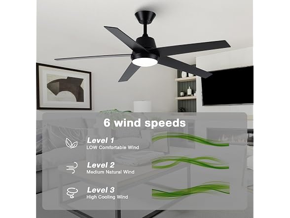 Vaczon VCZ001BK 52in Ceiling Fan