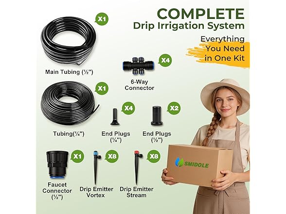 SMIDOLE 100FT Drip Irrigation System Kit