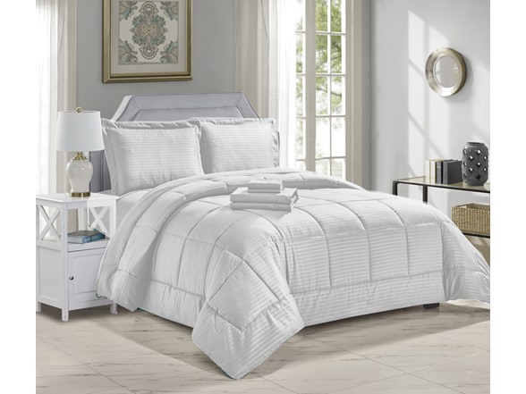 8-Piece Embossed Stripe Bed In A Bag (King)