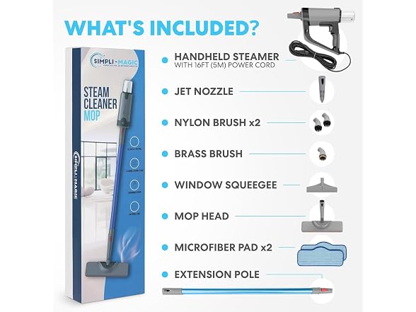 SIMPLI-MAGIC Simpli-Magic 10-in-1 Steam Mop with Deta