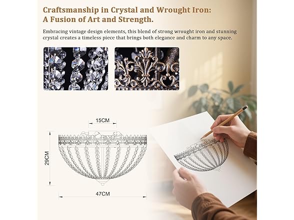 Crystal Chandelier for Bedroom, 5-Light