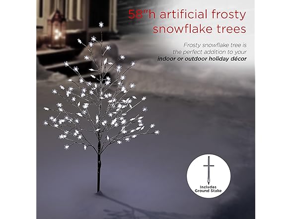 58"H Indoor/Outdoor Frosty Christmas Snowflake Tree