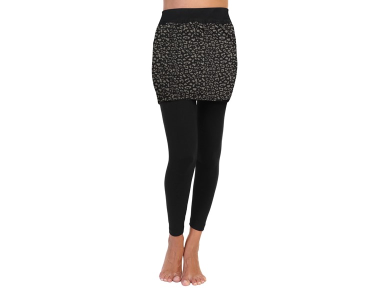 Angelina 021_BELEO_1_S-M Small - Medium Blend Mini Skirt Leggings, Regular and Queen Size Beige Leopard (1 Pack)