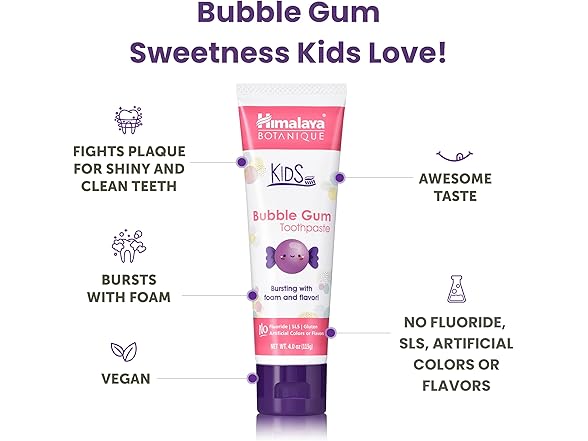 Himalaya Botanique Kids Toothpaste, Bubble Gum