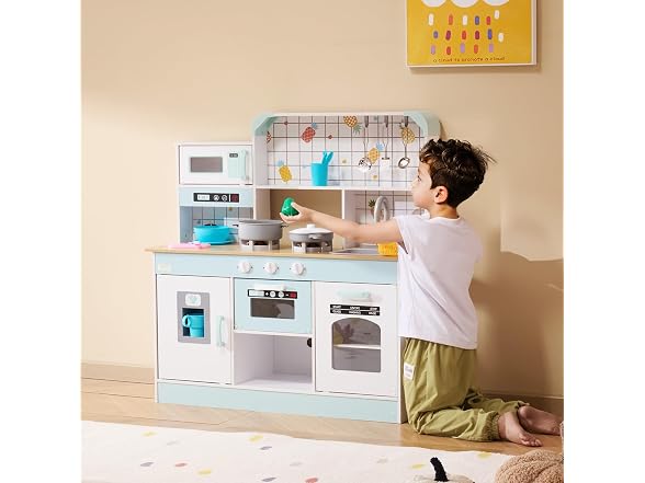 Play Kitchen for Kids, Wooden Toy Kitchen Set