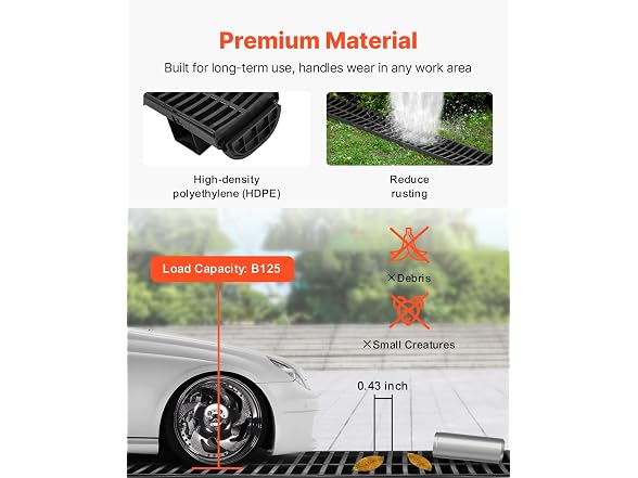 Trench Drain System, Channel Driveway-5Pack