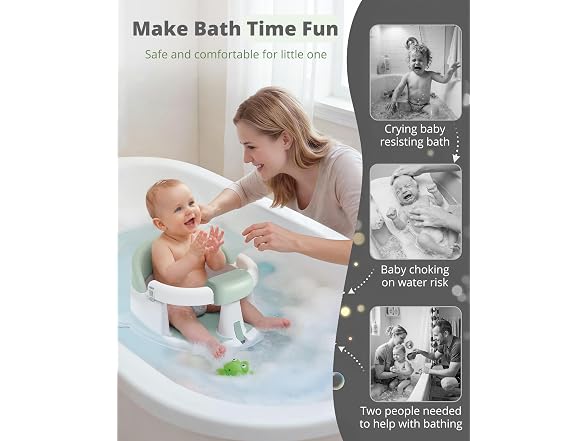 ONTHEWEI Mist Green Baby Bath Seat