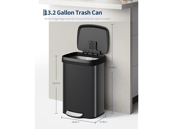 MOVECOM Trash Can with Lid, 13 Gallon (50L) 