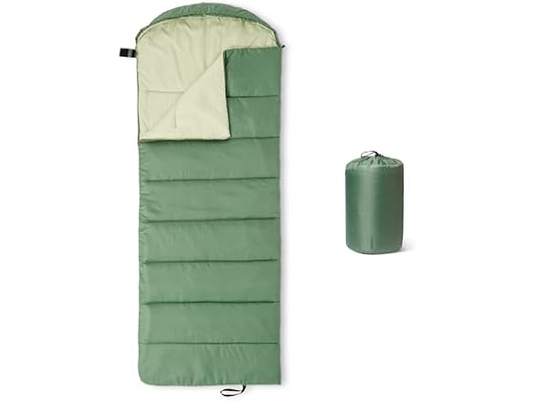 Amazon Basics Sleeping Bag, 50 Degree F, Olive Green
