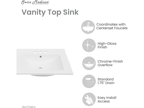 48" Ceramic Vanity Top Double Basins with 3 Holes