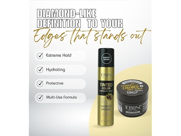 Ebin Dark Brown Color Spray and Edge Tamer 2 Pack