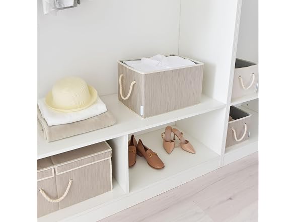 CROS Fabric Storage Bins 2 Pack with Rope Handles Beige