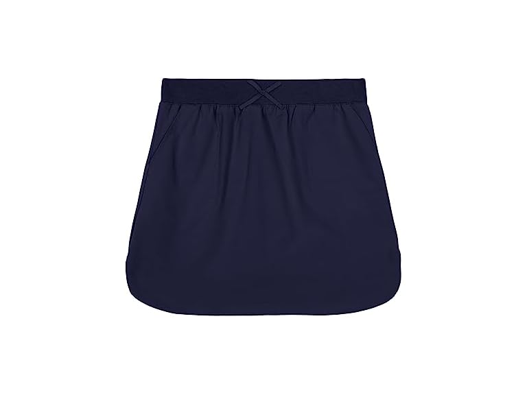 IZOD Girls' School Uniform Pull-on Scooter Skirt with Undershorts, Knit Waistband & Functional Pockets, Wrinkle Resistant, Navy, 7