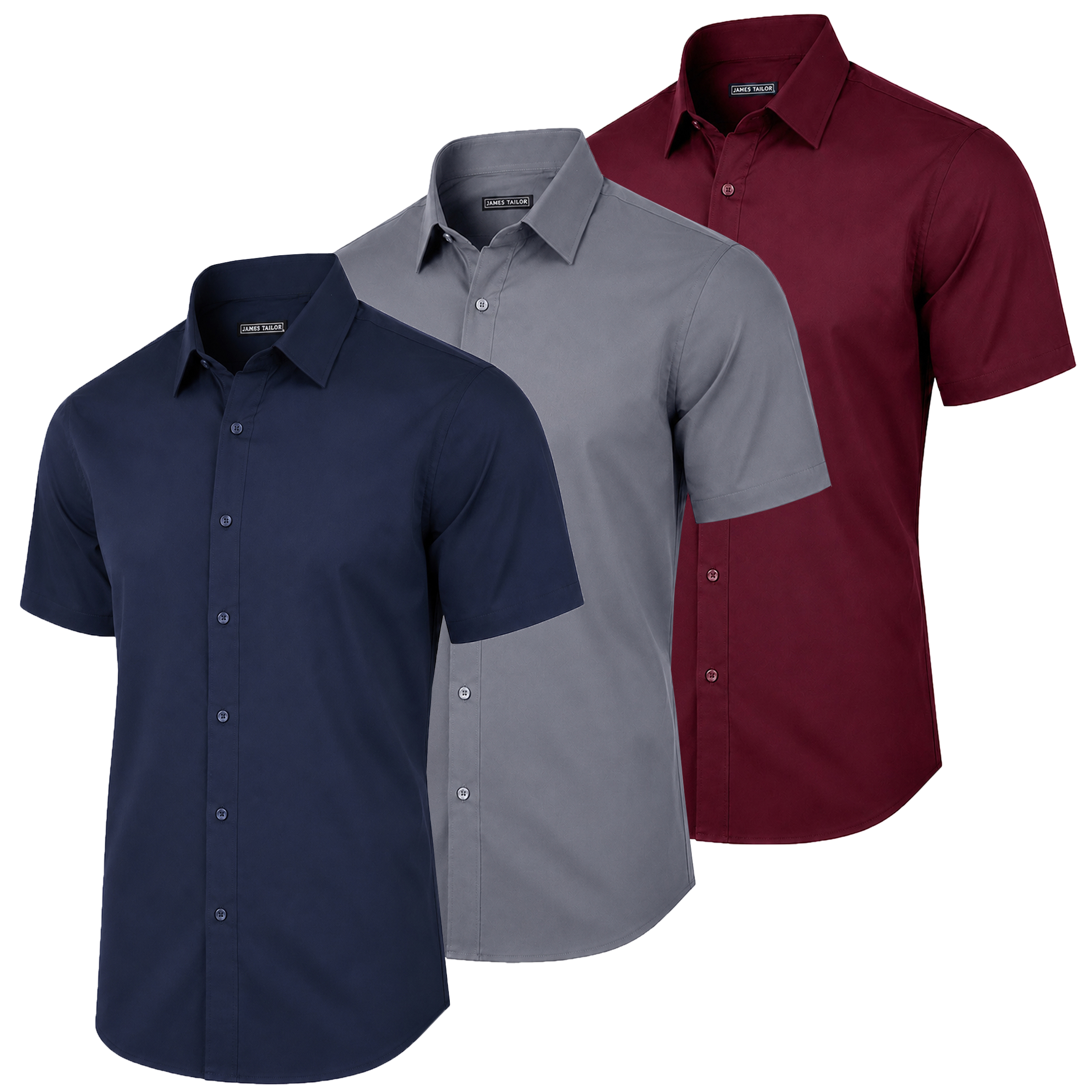 3Pk Mens S/S Stretch Dress Shirt - Gallery 20