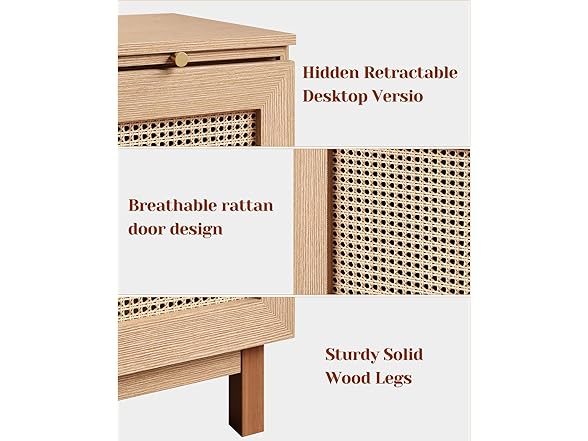 Rattan Nightstand w/Charging Station