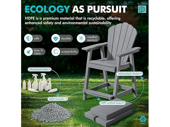 (Set of 2) PatioPerk Tall Adirondack Chairs