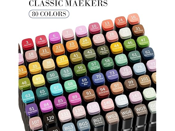 Alcohol Markers, 60 ColorsDual Brush