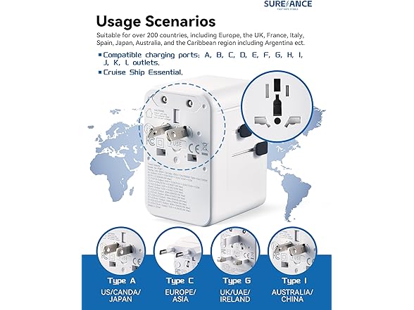 67W Universal Travel Adapter with USB C
