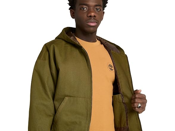 Timberland Mens M Washed DuckBomber Dark Olive (Open Box)