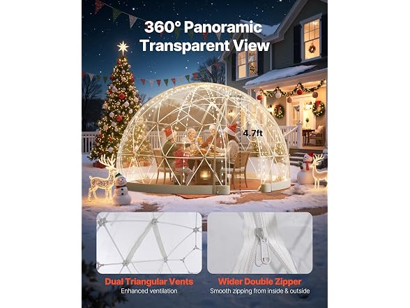 VEVOR Garden Dome Tent 9.5 x 5.7 ft Clear Bubble Tent