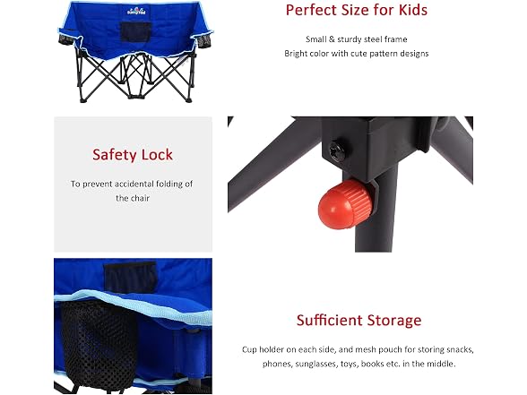 SUNNYFEEL Blue Kids Double Camping Chair