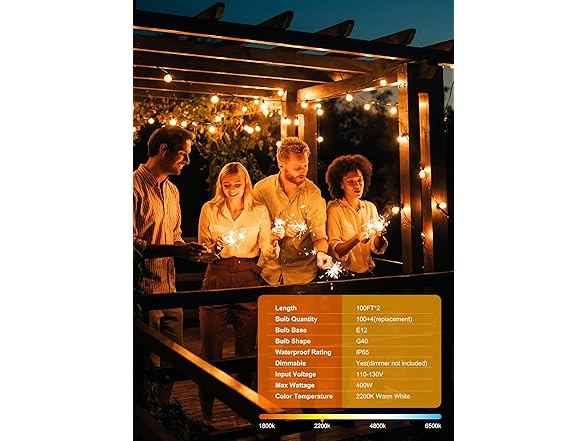 Brightown Outdoor String Lights, 200FT