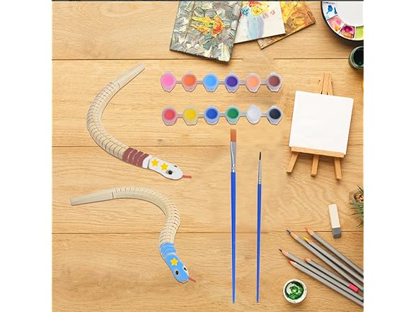 FORWOMLM 10pcs Unfinished Wooden Wiggly Snakes