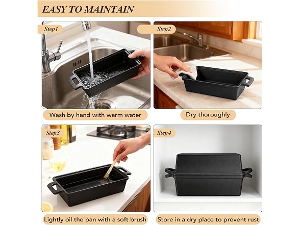 ROTTOGOON 2 in 1 Cast Iron Loaf Pan