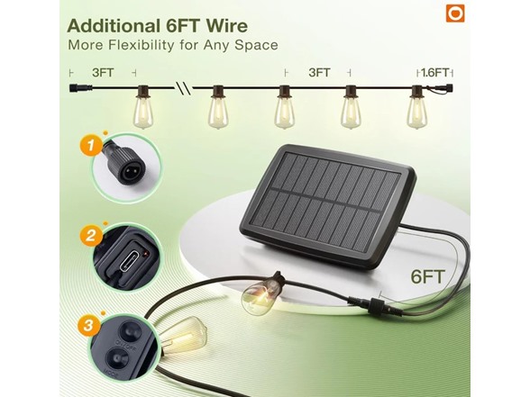 Hakol 54FT(48+6) Solar String Lights Outdoor - Gallery 2
