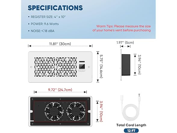 MATULSA Register Booster Fan for 4" x 10"