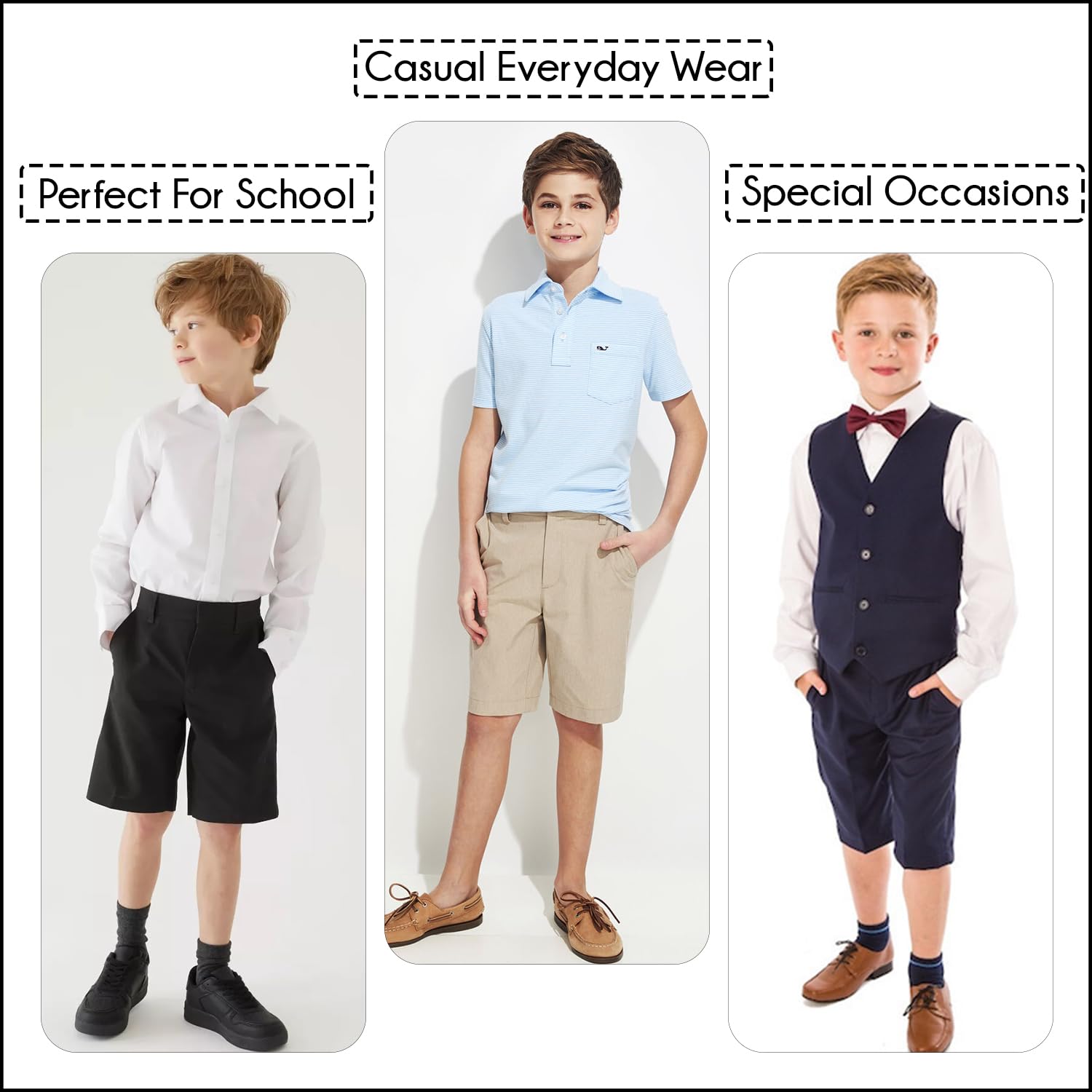 2PK Boys Stretch Cotton Chino Shorts - Gallery 18