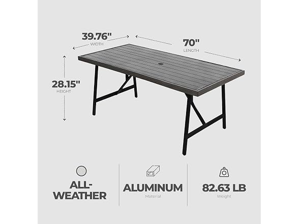 Four Seasons Courtyard 40" x 70" Rectangular Patio Dining Table