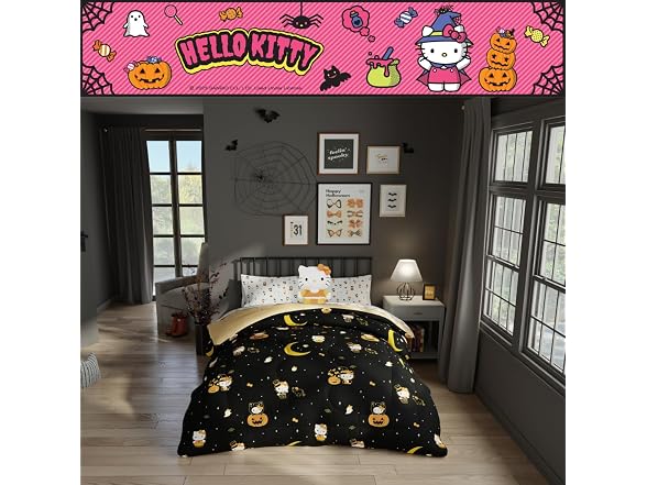 Franco Hello Kitty Halloween Candy Corn Pillow