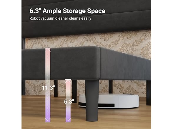 Avenco Full Size Bed Frame, Upholstered, Black Velvet