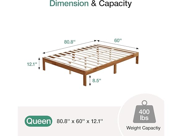 Novilla 12 Inch Wooden Queen Bed Frame