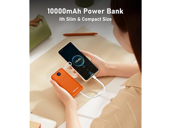 EEIVOL 10000mAh Power Bank 4 Cables