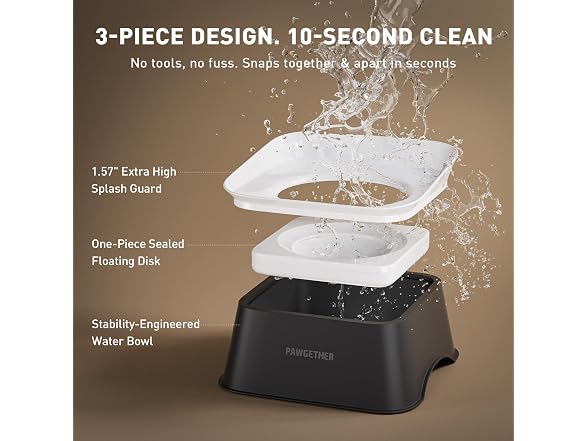 PAWGETHER No Spill Water Bowl for Dog