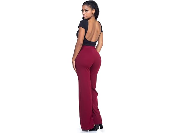 Cemi Ceri Women (M) High Waist Wide Pants Burgundy