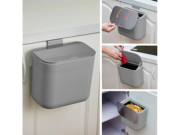 1.8 Gallon/7L Hanging Trash Can with Stainless Steel Lid