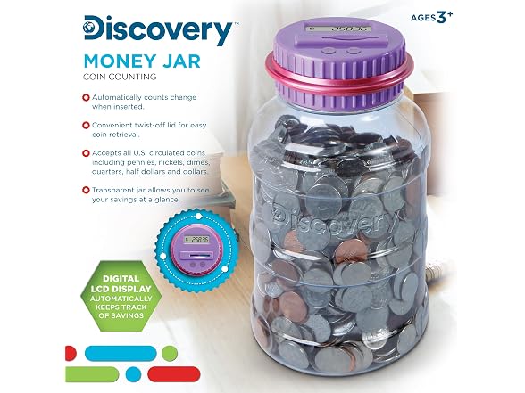 Discovey Digital Coin Counter Money Jar