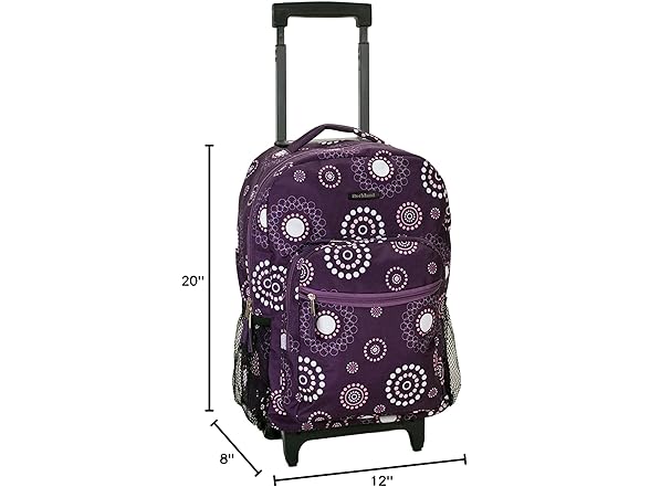 Rockland Double Handle Rolling Backpack, Purple Pearl