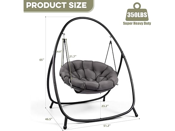 ZZW 8034 Hammock Hanging Chair with Stand Gray