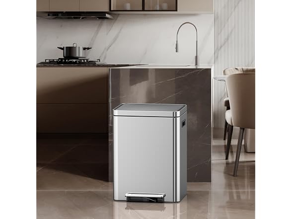 MOVECOM 2 x 4 Gal (2 x 15L) Dual Compartment Trash Can 