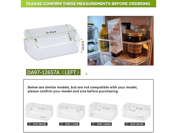 DA97-12657A Refrigerator Door Bin Shelf
