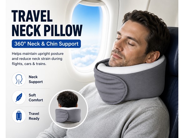 Neck Travel Pillow w/ Eye Mask